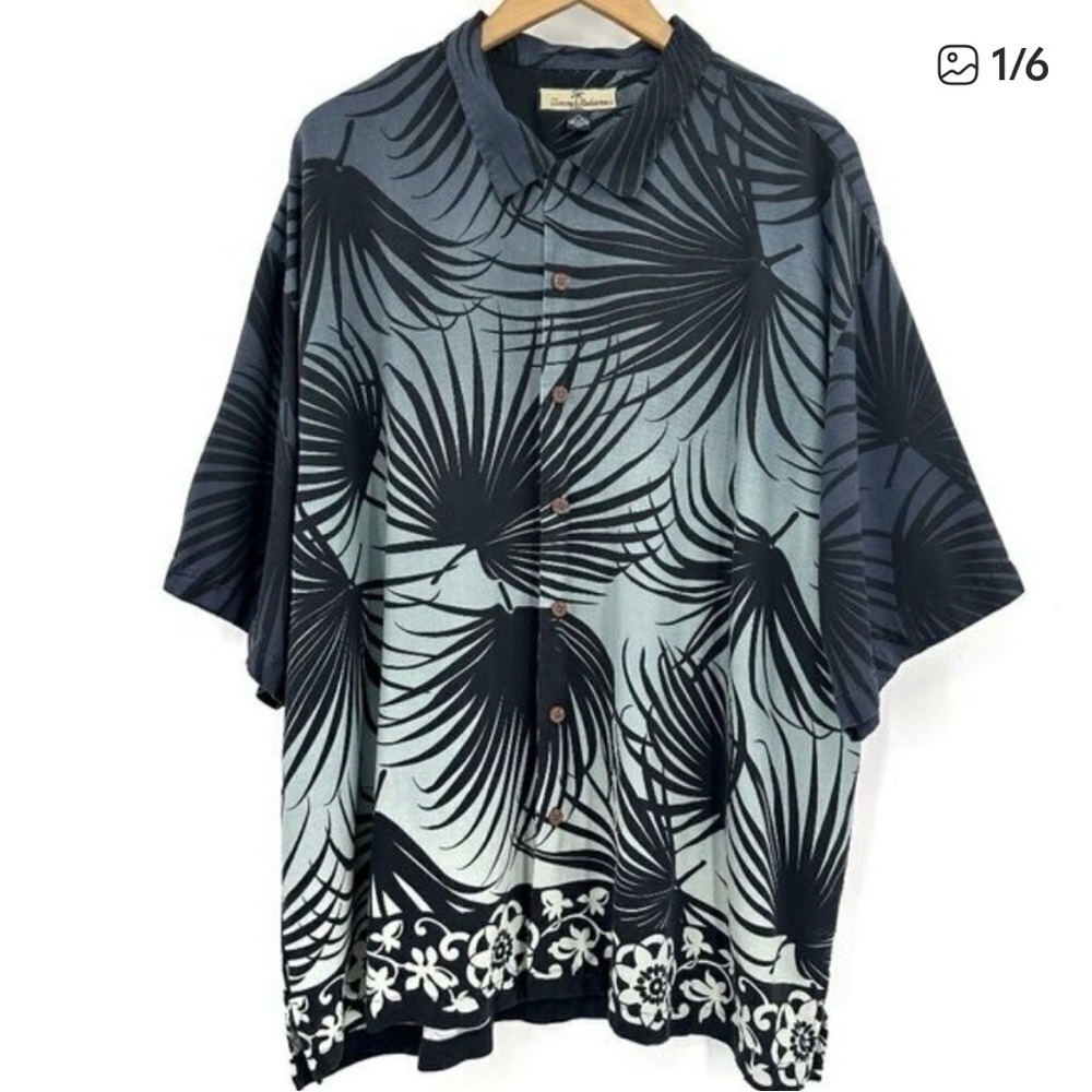 Tommy Bahama Blue Short Sleeve Palm Leaf XXL Shirt